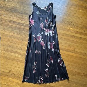 Vince Floral Black and Burgundy  Sleeveless Dress- size M